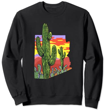Retro Saguaro Sunset Funny Cactus Opuntia Cactaceae Lovers Sweatshirt