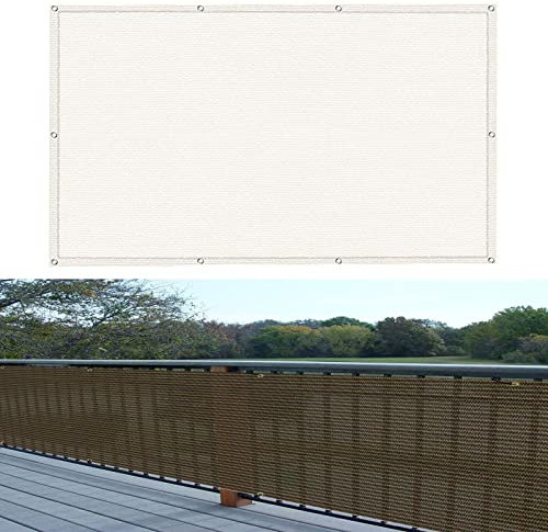 Balkon sichtschutz 75 x 350 cm Windschutz Staubschutz Sonnenschutz Balkonbespannung mit Kabelbinder Ohne Bohren für Balkon Garten im Freien, Weiß