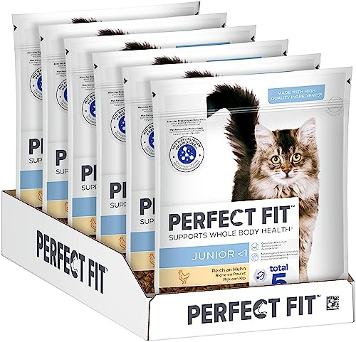PERFECT FIT Junior <1 Trockenfutter für Katzen 6 x 750 g Huhn (6er-Packung)