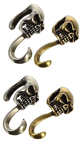 Zerodeko 4pcs S-shaped Hook Copper Buckle Creative Skull Buckle DIY Handmade Accessories for Garden Wall Decor