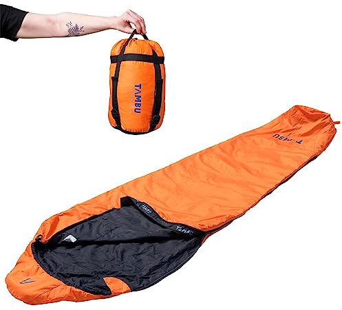 TAMBU OFRA - Mumienschlafsack 3°-16°C für Erwachsene 80x225cm - Ultraleichter Schlafsack Outdoor aus PFC-freiem Polyester - Schlafsack kleines Packmaß - Sleeping Bag für Camping & Reise-Aktivitäten