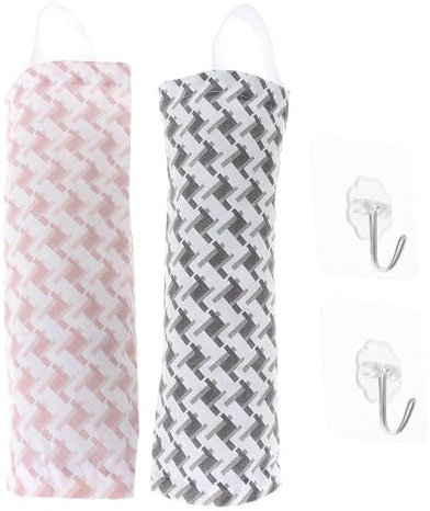 hobbyme 2 soportes para bolsas de plástico, soporte grande lavable para bolsas de comestibles, dispensador de almacenamiento de bolsas de basura de tela con lazo para colgar, organizador de bolsas de