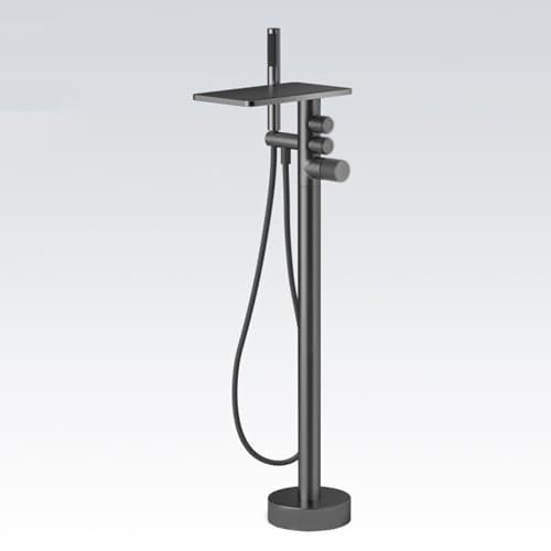 BiaoTeng Armatur Freistehende Badewanne Wasserfall Freistehende Badewannen Armaturen grau Messing Mit Handbrause Badewanne Freistehend Mit Armatur, grau