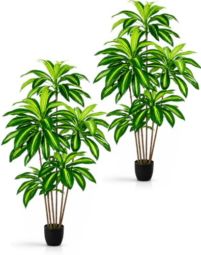 PASCH® 2 x Drachenbaum Kunstpalme groß (160cm) | Realistische Kunstpflanzen groß | Palme künstlich | Künstliche Palme | Künstliche Pflanzen wie echt
