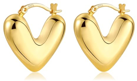 ALEXCRAFT 14K Gold Ohrringe Breite Dicke Klobige Creolen Schmuck für Damen | Mode Geometrie Silber 925 Ohrringe Chunky Dick Leicht Groß Breit Klobig Creolen Kleine Huggie Oval Creolen für Damen Frauen