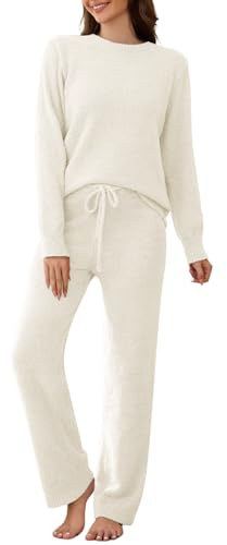 RITOSTA Pigiama Donna Invernale Lungo Tuta Donna Autunnale Invernale Completa Sportiva Due Pezzi Completo Elegante Pigiami Pile Felpa Manica Lunga e Pantaloni Larghi Casual Completi