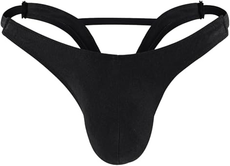 JFAN Jockstrap String Homme sous-vêtements Douceur Slips Lingerie léger Slip Strings Taille Basse Respirant Thong,Noir