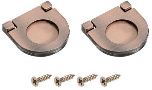 sourcing map 2 Stück bündiger Ziehgriff, 3,5 cm, versteckter Möbelgriff, Schränke, Tür, Zugringgriffe mit Schrauben für Schubladen, Schrank, Kommode, Kupfer