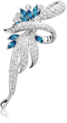 UAIAGM Broche en argent pour femme - Vintage - Élégante broche en cristal bleu - Broche pour robes tendance y Prendedores para Mujer Broches et épingles élégantes pour femmes pour vêtements formels et