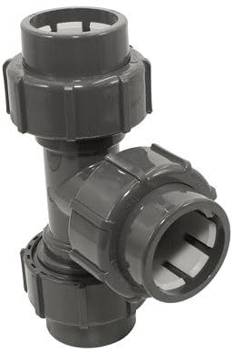 HAF® PVC Flexfit Klemmverschraubung T-Stück mit 3X 50mm Klemmkupplung | Klemm x Klemm x Klemm | Klemmverbinder aus PVC-U für Verbindung von Flexschlauch - Qualität: Made in Europe
