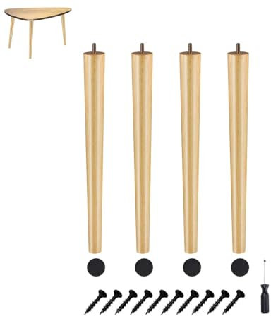 Generisch 4er Set Tischfüße Holz Möbelfüße Füße Für Möbel Mit Gewindestift Ideal Für Küchen ESS-Tische Robust Und Stabil(10cm/4in)