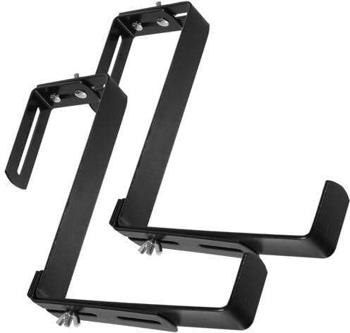 VICASKY Balcony Planters For Railing Window Box Brackets Adjustable Flowerpot Holder Hooks Iron Bracket Metal Planter Flower Pot Rack Plant Stem Support 2pcs Hanger Wall Mounted 2pcs Hanging Hook