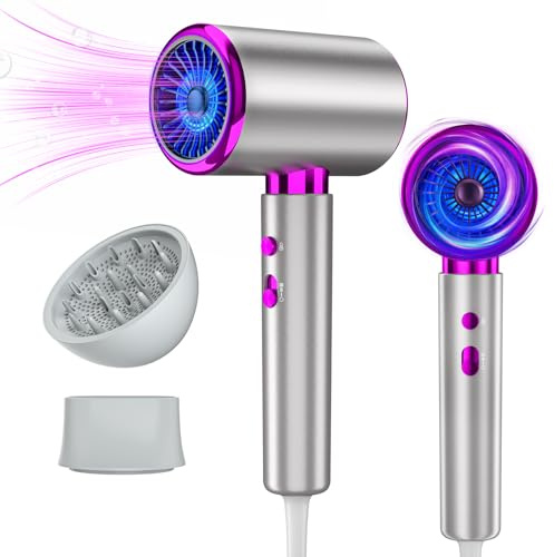 VIYSPNV Asciugacapelli Ionico Phon Capelli 2000W Asciugacapelli 2 Velocità/3 Temperature Professionali AC Motore Professionale con Diffusore e Concentratori per Molte Acconciature