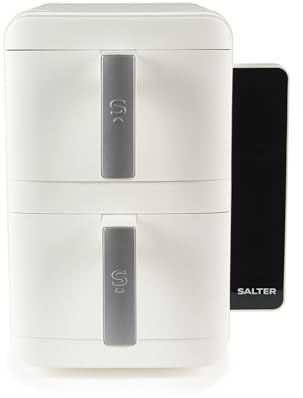 Salter VertiCook Ultra Stackable Air Fryer - Cottura Verticale, 9L, 2 x 4.5L Cestelli & Griglie, 9 Funzioni, Sync & Match, Vassoio Grill Senza PFAS, Salvaspazio, 60-230°C, Timer da 60 Minuti, 2400W