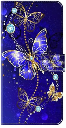 Bnvdfre for Samsung Galaxy A06 Case Protective Flip Phone Case Shockproof Card Holder with Magnetic Stand Leather Art Pattern Cover for Samsung Galaxy A06, Butterflies