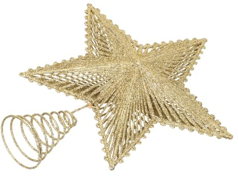 TOGEVAL Stella Natalizia per Albero Natale Oro con Lineare Puntale Treestand Decorazione Festiva per Dimensioni Standard