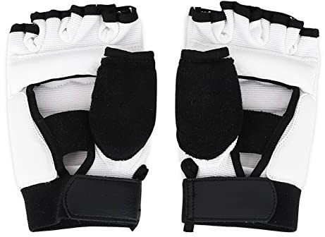 SPYMINNPOO de Combate de Taekwondo, Protectores de Manos y Pies, Duraderos y Ligeros, de Boxeo para Entrenamiento Competición, Adecuados para Adultos/niños, Negro/Blanco XS, S, M, L, XL (S Mano)