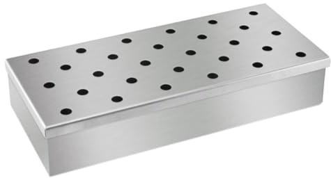 VICASKY Boîte à Fumer en Acier Inoxydable pour Barbecue Copeaux de Bois, Compatible Charbon et Granulés, pour Griller Poissons et Noix en Plein Air