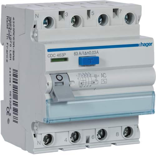 CDC463P Inter. Code produit : 4P 63 A 30 mA type AC 4 m.