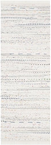 SAFAVIEH Rag Rug Collection Runner Rug - 2'3 x 20', Ivory & Multi, Handmade Boho Stripe Cotton, Ideal for High Traffic Areas in Living Room, Bedroom (RAR121G)