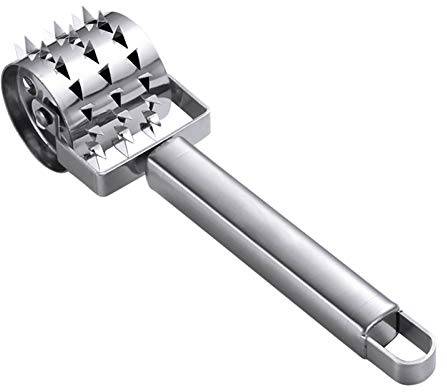 ZHISHENG Steak Fleischnadel-Roller, Edelstahl, Fleischklopfer, für Küche und Grill, robust und doppelseitiges Design