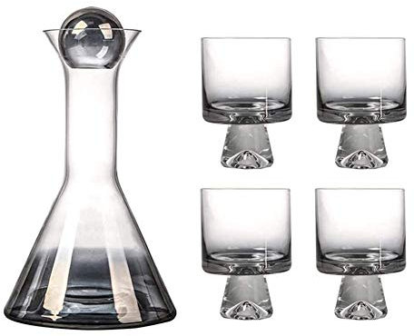 Conjunto de decantores Wine Decanter Crystal Wine Decanter Set, Tapotper y 4 gafas creativas incluidas, Smokey Shelley Decanter Glass Glass Aerating Wine Aja de vino, Set Wine Decanter Set Crystal