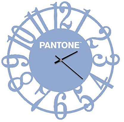 Pantone by Homemania Homemania Wanduhr, rund, für Wohnzimmer, Küche, Büro, Blau, Weiß, Metall, 40 x 0,15 x 40 cm, Dimension du Produit: L40xP0,15xA40 cm, 0,8 kg