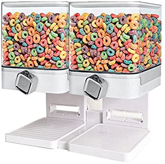 Dispensador de cereales doble recipiente de almacenamiento de alimentos secos con soporte