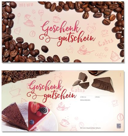 GESCHENKGUTSCHEINcom - 100 Geschenkgutscheine - Formular mit Vordruck für Café Kaffeehaus Cafébar Gastro-Betriebe G92018-100