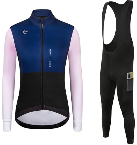 GCRFL Winter Thermo Damen Fahrradjacke Winddicht Kaltes Wetter Fahrradhose Fahrradbekleidung Set Softshell Windbreaker