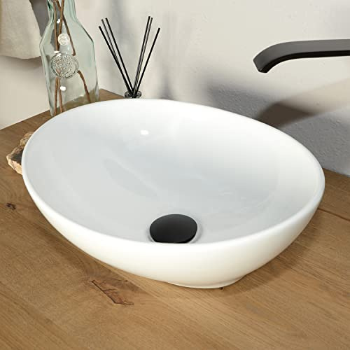 Keramik Aufsatzwaschbecken oval weiß 41 cm Waschbecken Keramikbecken Bad Wohnfreuden