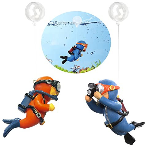 SIROLISA 2er-Pack Aquarium-Dekorationen, süßer Kleiner Taucher, schwimmendes Aquarium-Zubehör, Fischspielgefährte für Aquarien, geeignet für alle Arten von Fischen und Aquarien, Schwimmbecken