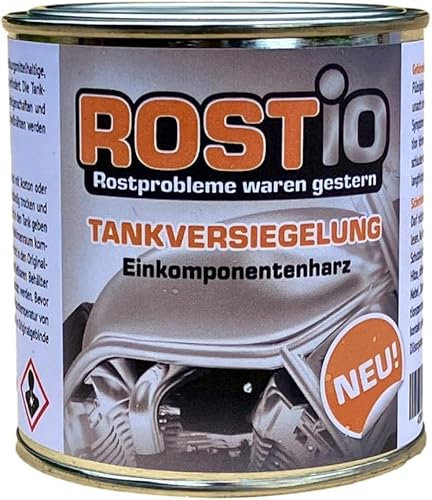 Rostio Tankversiegelung R2105 – 250 ml – Spezialharz für Innenbeschichtung von Metalltanks – transparente bernsteinfarbene Schutzschicht – Korrosionsschutz – bis 30 L Tank – bis zu 3 Schichten