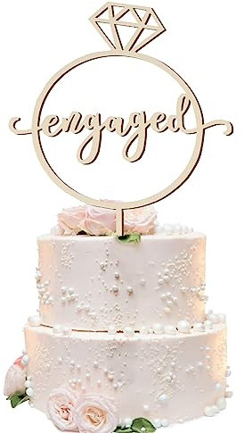 Engagement Cake Topper Wooden Rustic Engaged Cake Topper Engagement Party Decorations