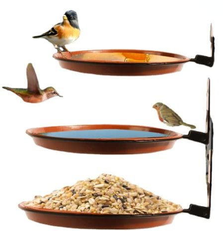 Vogelfutterstation zur Wandmontage, Kolibri-Futterstation auf Holzzaun, Wand, Baum, Deckpfähle mit robuster Eisenhalterung (3 Tabletts + 3 Halterungen)