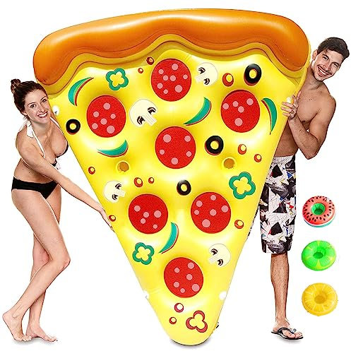 DIGBYS Inflatable Pool Floats, Pizza Pool Floaty, With 3/6 Pack Inflatable Drink Holders Pool Floats Funny For Kids And Adults,1PCS