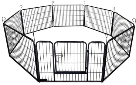 Home Deluxe - Welpenauslauf BARKI - 80 x 60 cm, 8-Teilig, Farbe: Schwarz, inkl. Türverriegelung, abgerundete Ecken und Kanten I Welpenspielplatz Welpenfreilauf