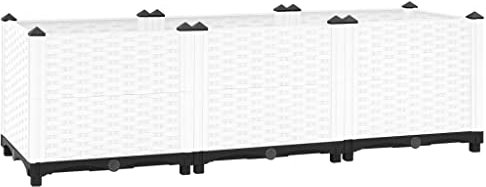 Rattan-Optik Hochbeet Pflanzkasten mit Abflusslöchern Wetterfest Blumenkasten Blumentopf Innen- Und Außenbereich Übertopf Pflanzkübel, 120x40x38 cm Polypropylen