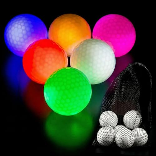THIODOON LED golfbälle bunt Light Up Golfbälle Nacht Golfball leuchtet im Dunkeln leuchtende golfbälle Perfekt für Nacht-Training und Golf-Langstreckenschüsse golfbälle pink rot blau grün Gelb weiß