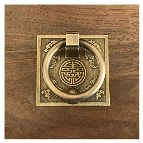 Türklopfer Squar-Griffe Bronze-Schrank-Schubladenknöpfe Klopfer Retro Messing Küchenknopf ziehen 6x6cm Türringgriff