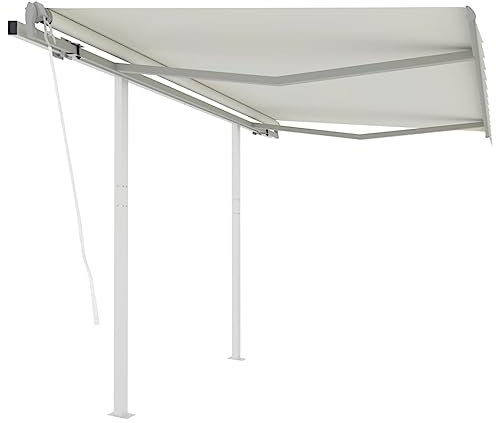 Higsose Tenda Da Sole 300x250cm Crema,Alluminio Verniciato a Polvere,Ferro,Stoffa Impermeabile Per Esterno,Tende Da Sole a Caduta,Tenda Da Sole Per Esterno Avvolgibile,Vela Da Sole