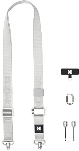 KODAK Multi-Purpose Camera Strap Tracolla multiuso per fotocamera (Argento) - Rilascio Rapido, Regolabile, Girelle in metallo leggere e resistenti, tracolla per reflex, fotocamere compatte, smartphone