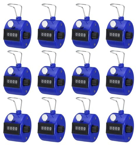 PATIKIL Contatore Scatto 12 Pacco Contatore Manuale 4 Cifra Meccanici Palmare Contagiri con Dito Cerchio per Evento Sportivo Golf Stadio Palestra Blu