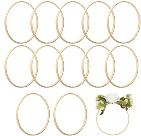 12 Pezzi Cerchi in Legno, 15 cm Cerchi per Acchiappasogni Anelli a Cerchio in Legnos di Bambù Anelli a Cerchio in Legno di Bambù, per Macramè Ghirlande Floreali Decorazioni Fai da Te e Artigianato