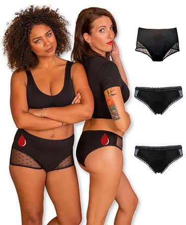 Oséclore Period Underwear Ultra Saugfähig - Mittlerer bis Starker Fluss - Periode - Urinverlust - Waschbar und Wiederverwendbar - Bio-Baumwolle und Bambus Oeko-TEX - Waschsäckchen inklusive