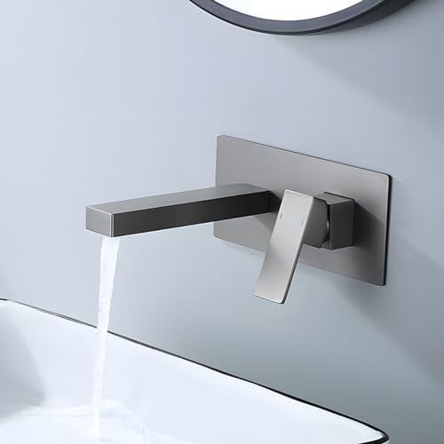 Unterputz Wasserhahn Einhand Waschtischarmatur für Heißes und Kaltes Badezimmer G1/2 Armatur Waschbecken,grau