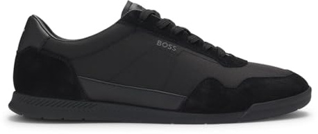 BOSS Män titan SL sdtxny materialblandning snörning sneakers med detaljer i mocka, svart, 41 EU