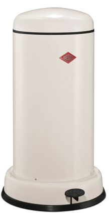 Wesco Baseboy papperskorg i matt sandfärg, pulverlackerad stålplåt, 20 liter volym, metallinsats, inbyggd dämpare, metallfotsteg med gummifotyta