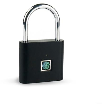 Hasaller Fingerprint Padlock Mini Smart Padlock Keyless USB Charging Biometric High Security Lock for Gym Locker Shed Locker Storage Units Luggages Suitcases(Black)