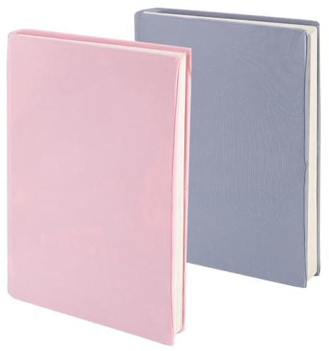 craspire 2 Farbe Dehnbarer Buchumschlag Rosa Grau Lila Waschbar Wiederverwendbar Große Buchhülle Aus Nylon Buchschutz Elastische Notizbuchumschläge Für 9x11 Zoll Hardcover Bücher Lehrbücher Geschenke